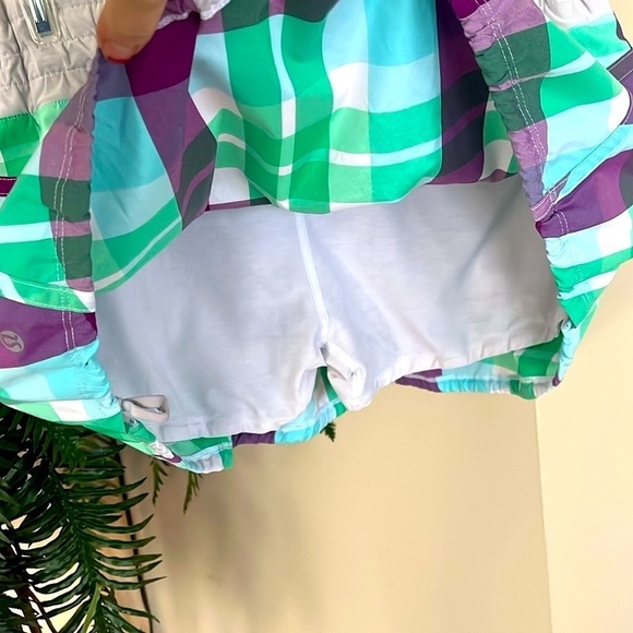 Lululemon Foxy Plaid Tracker Skort Short Green Purple RARE HTF Size 8 Activewear - Picture 13 of 16